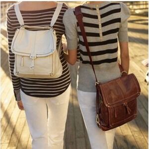 The Sak Ventura Convertible Crossbody Backpack Knotted Leather Brown Distressed